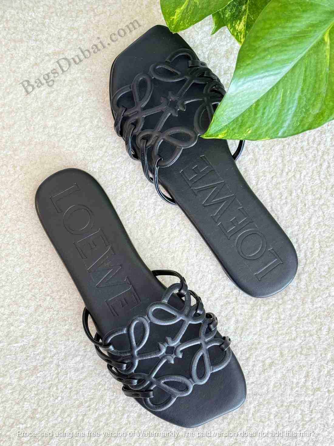 Loewe Sandals Petal Anagram Black