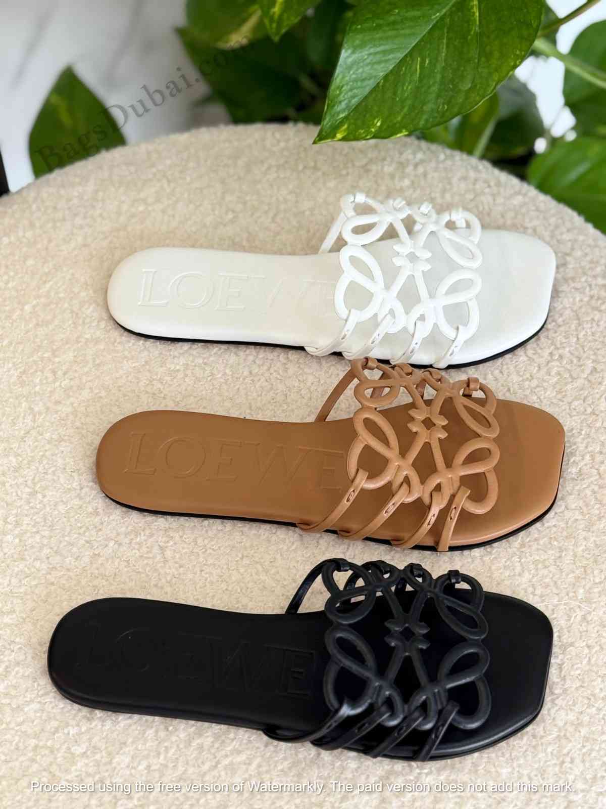 Loewe Petal Anagram Soft Calfskin Slide Sandals In Dubai