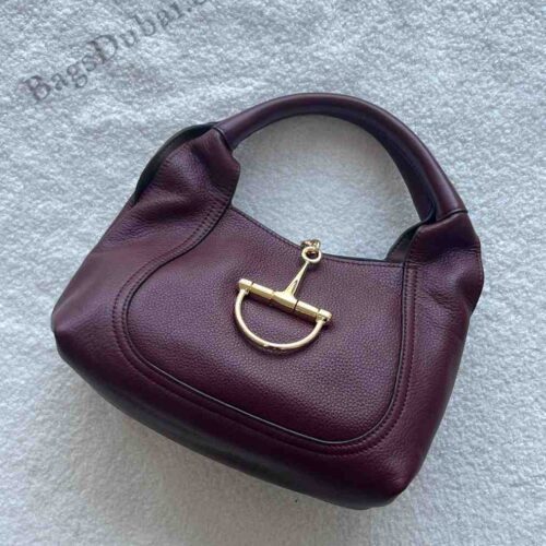 GUCCI Leather Bag Softbit Maroon