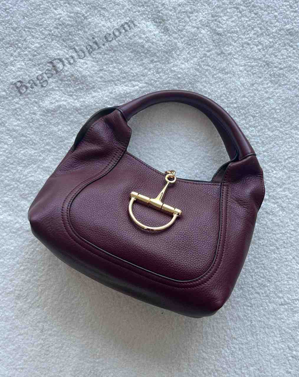 GUCCI Leather Bag Softbit Maroon