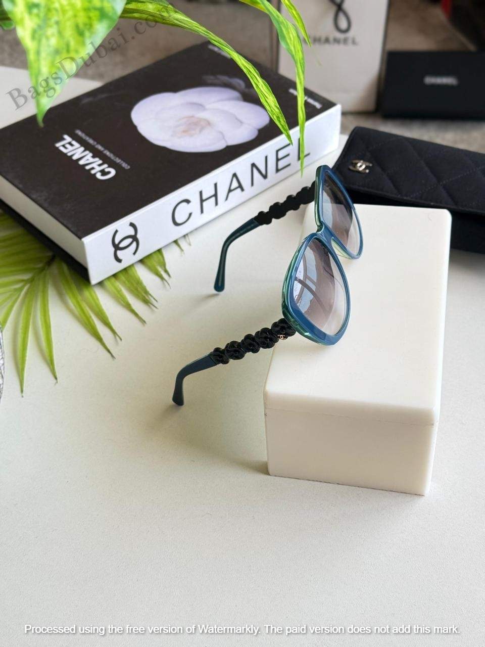 Chanel Camellia Sunglasses Blue