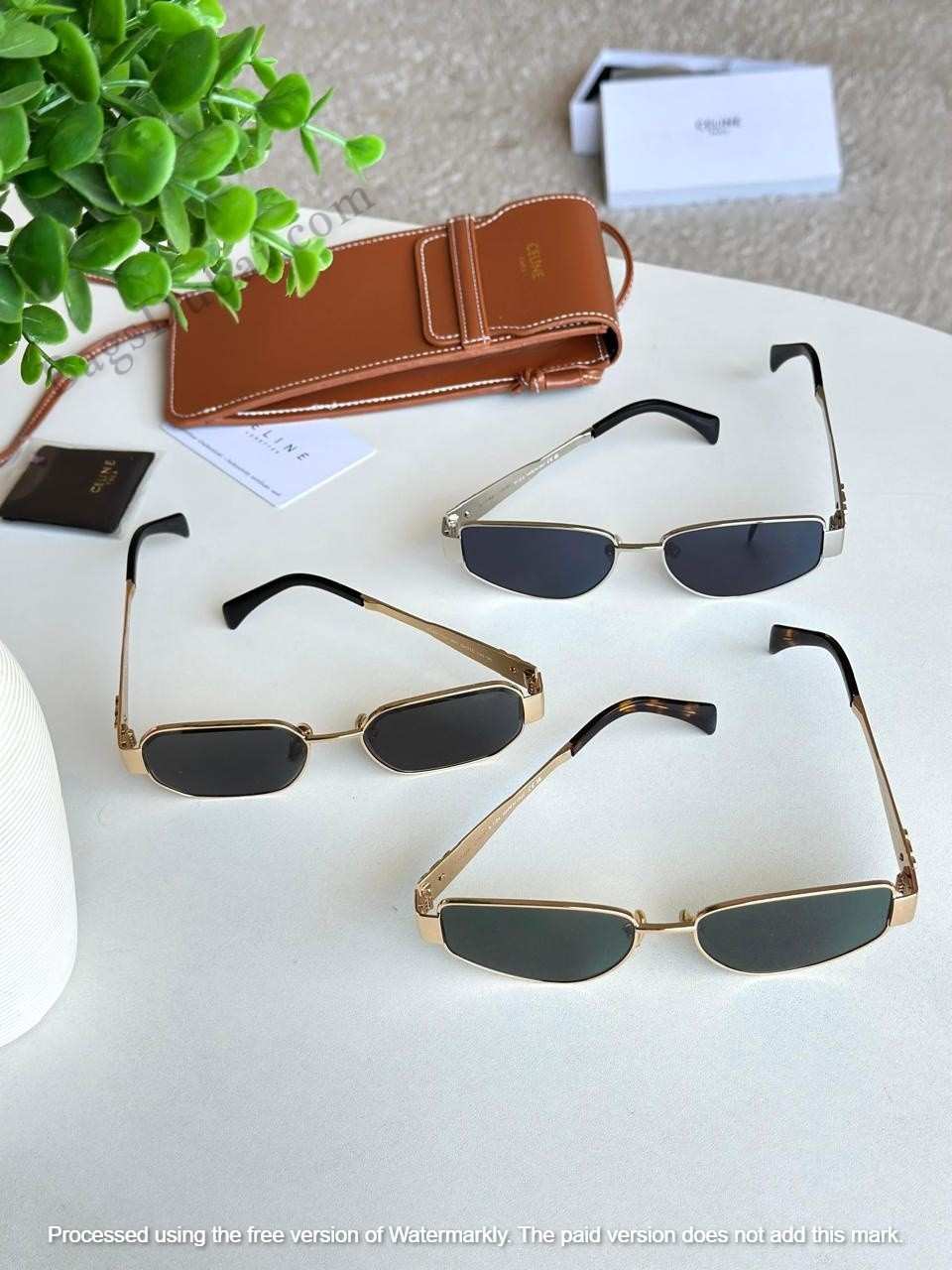 Celine Sunglasses Triomphe Metal Golden