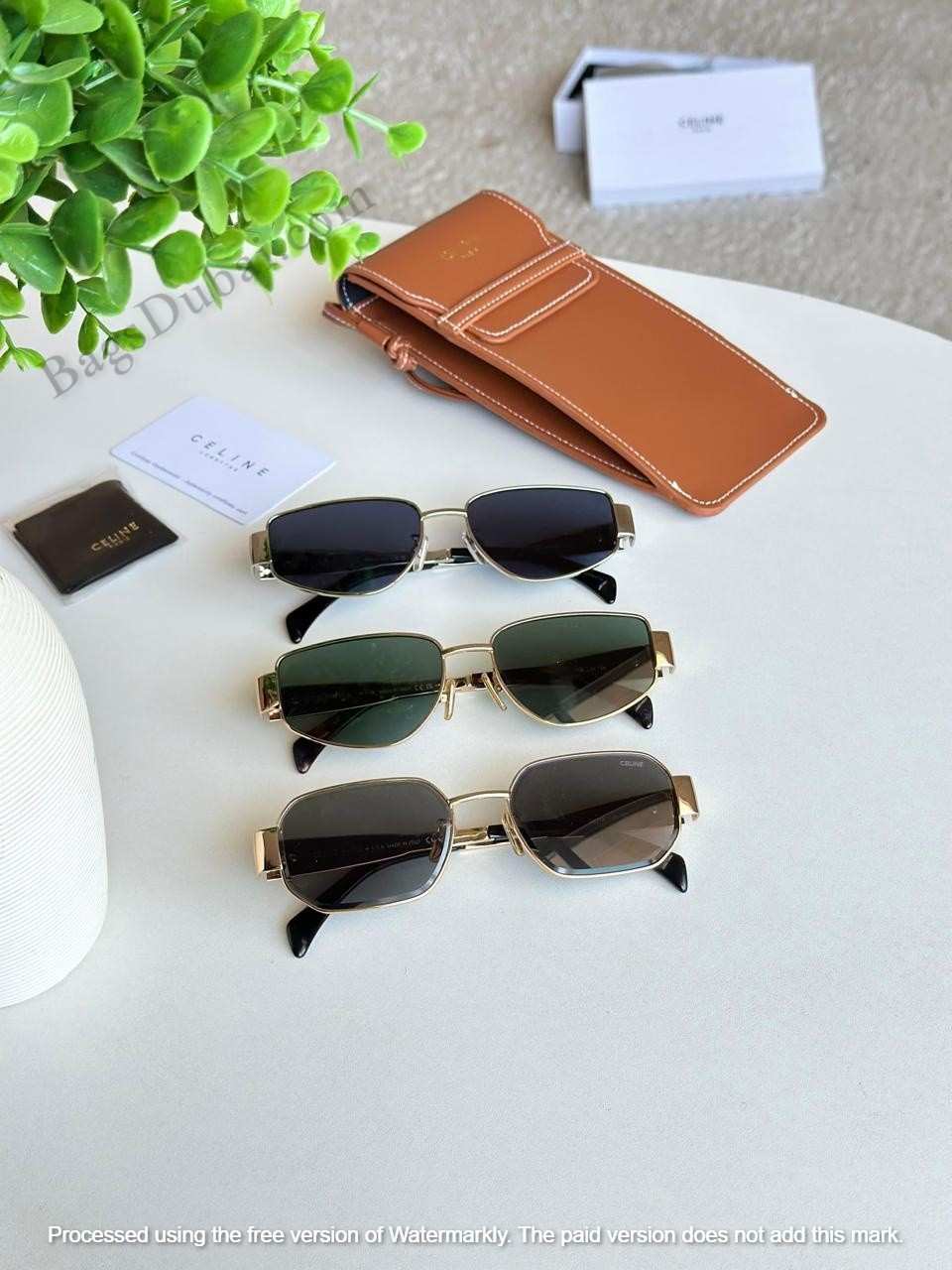 Celine Sunglasses Triomphe Metal Golden