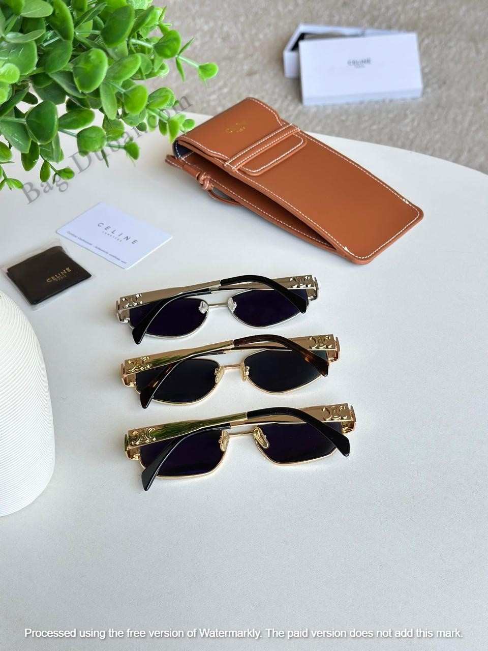 Celine Sunglasses Triomphe Metal Golden
