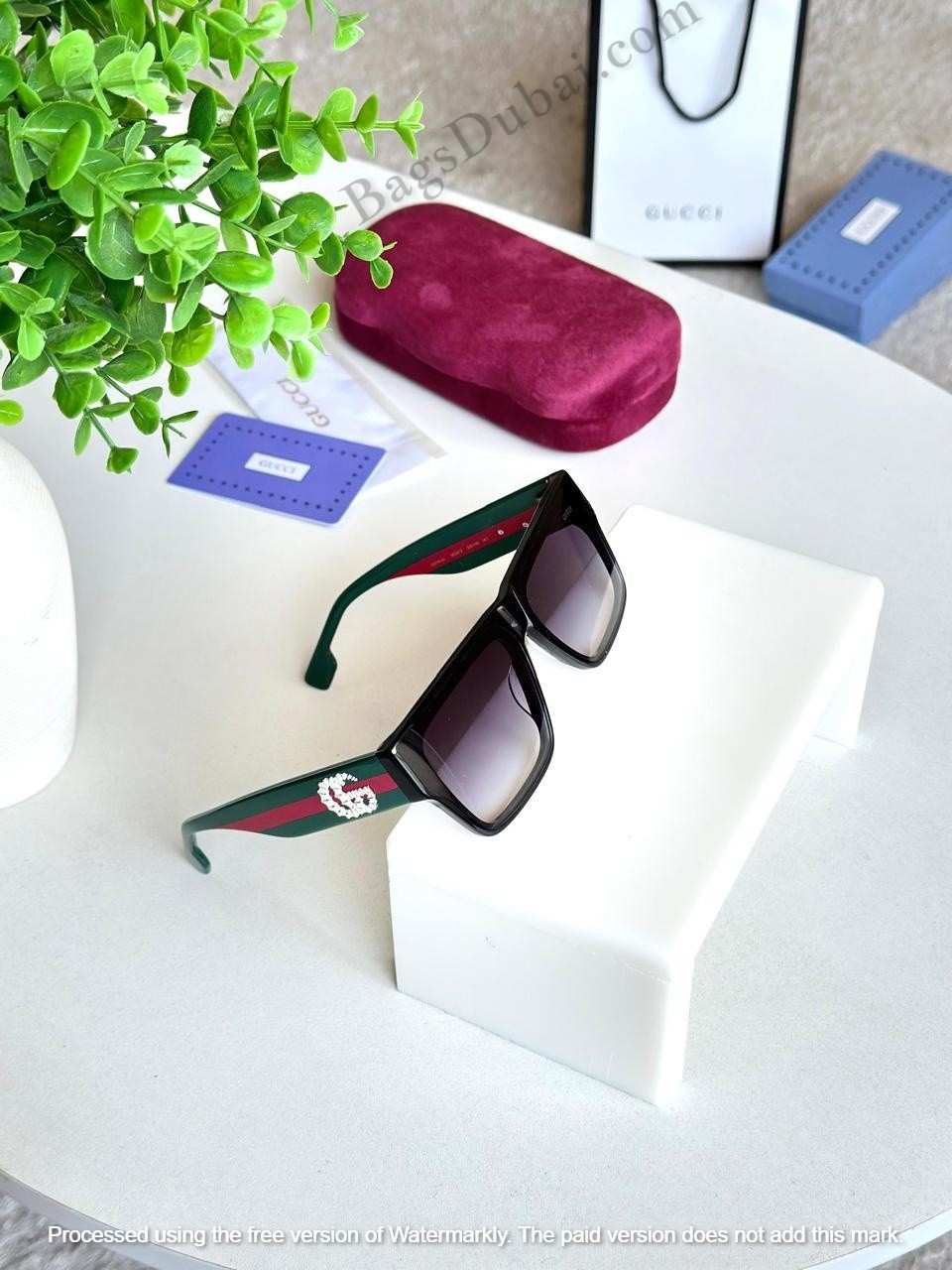 Gucci Square Frame Acetate Sunglasses Black