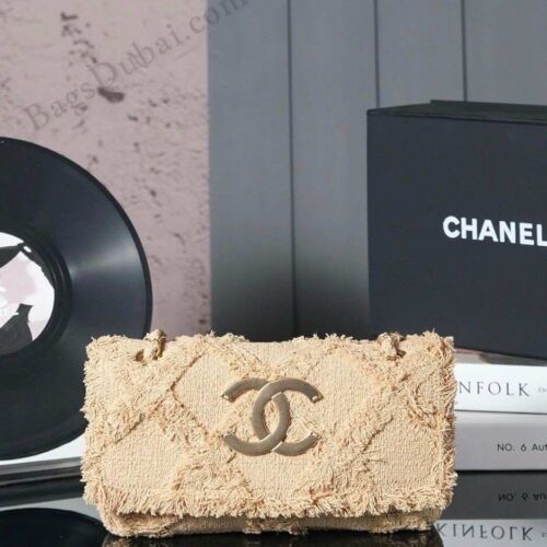 Chanel Tweed Bag Flap Woven Brown