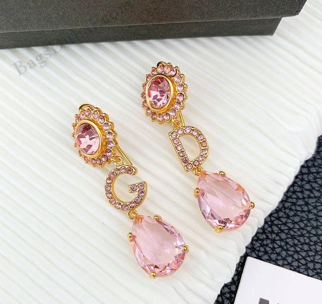 D-G Crystal Drop Earrings Pink