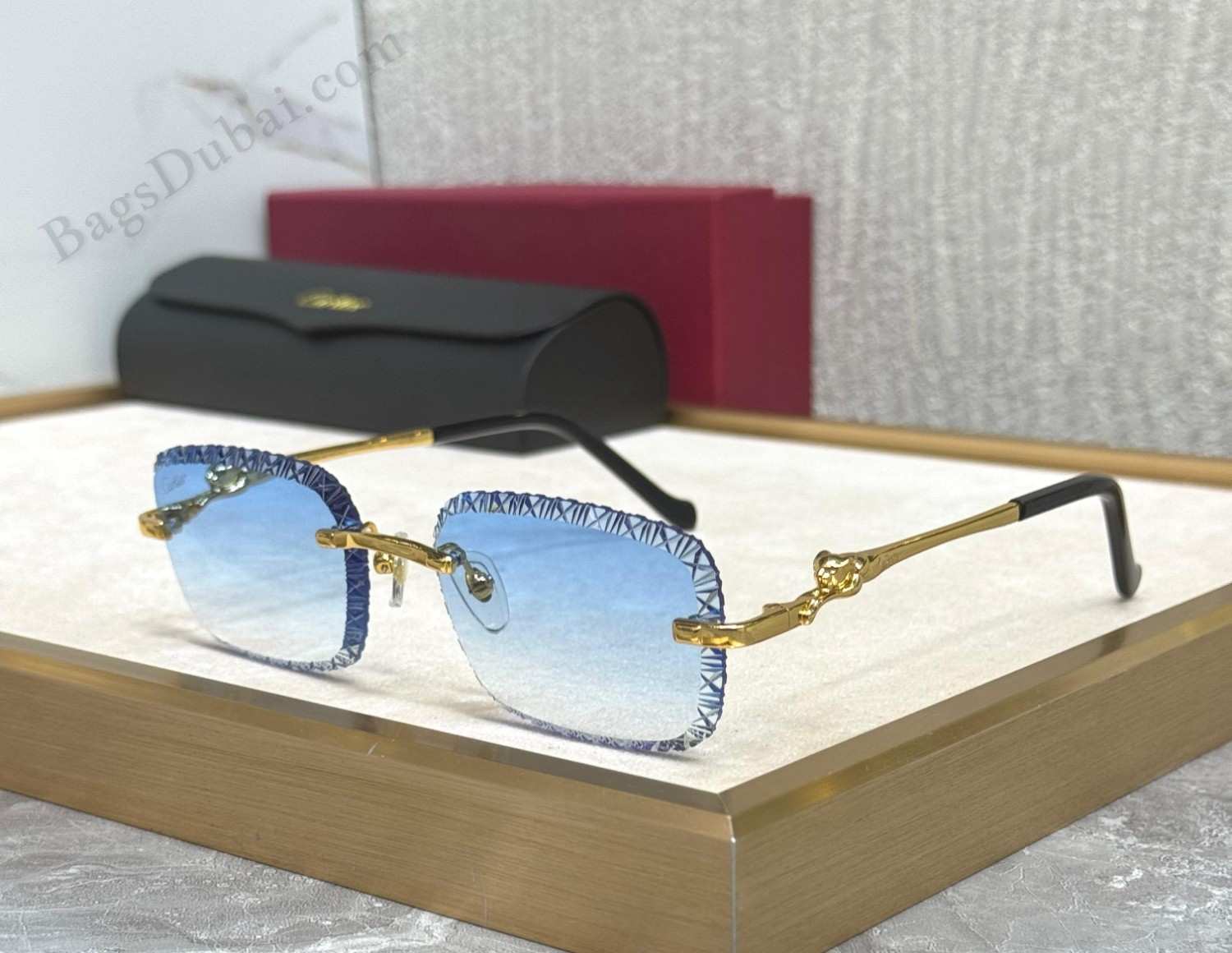 Cartier Rimless Sunglasses Blue