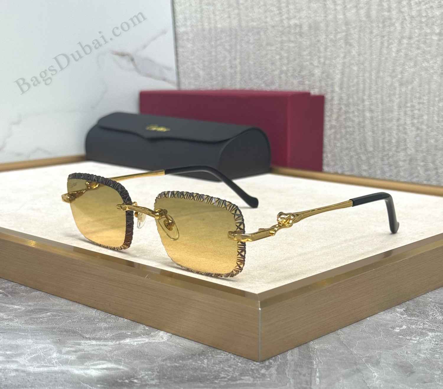 Cartier Rimless Sunglasses Yellow