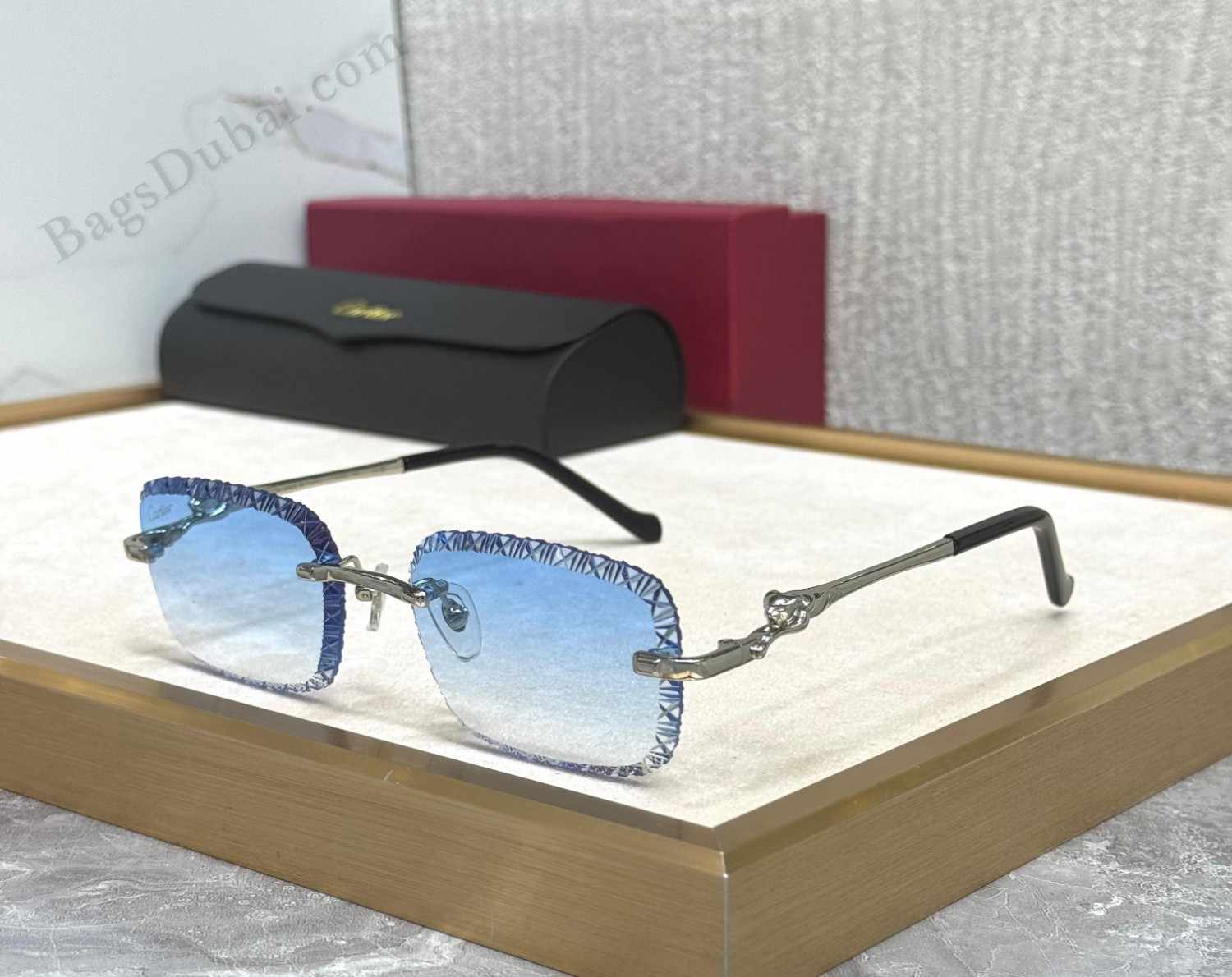 Cartier Rimless Sunglasses Blue