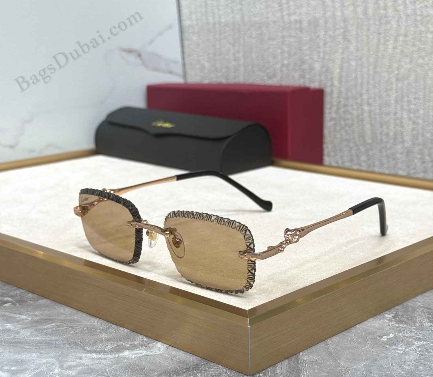 Cartier Rimless Sunglasses Brown