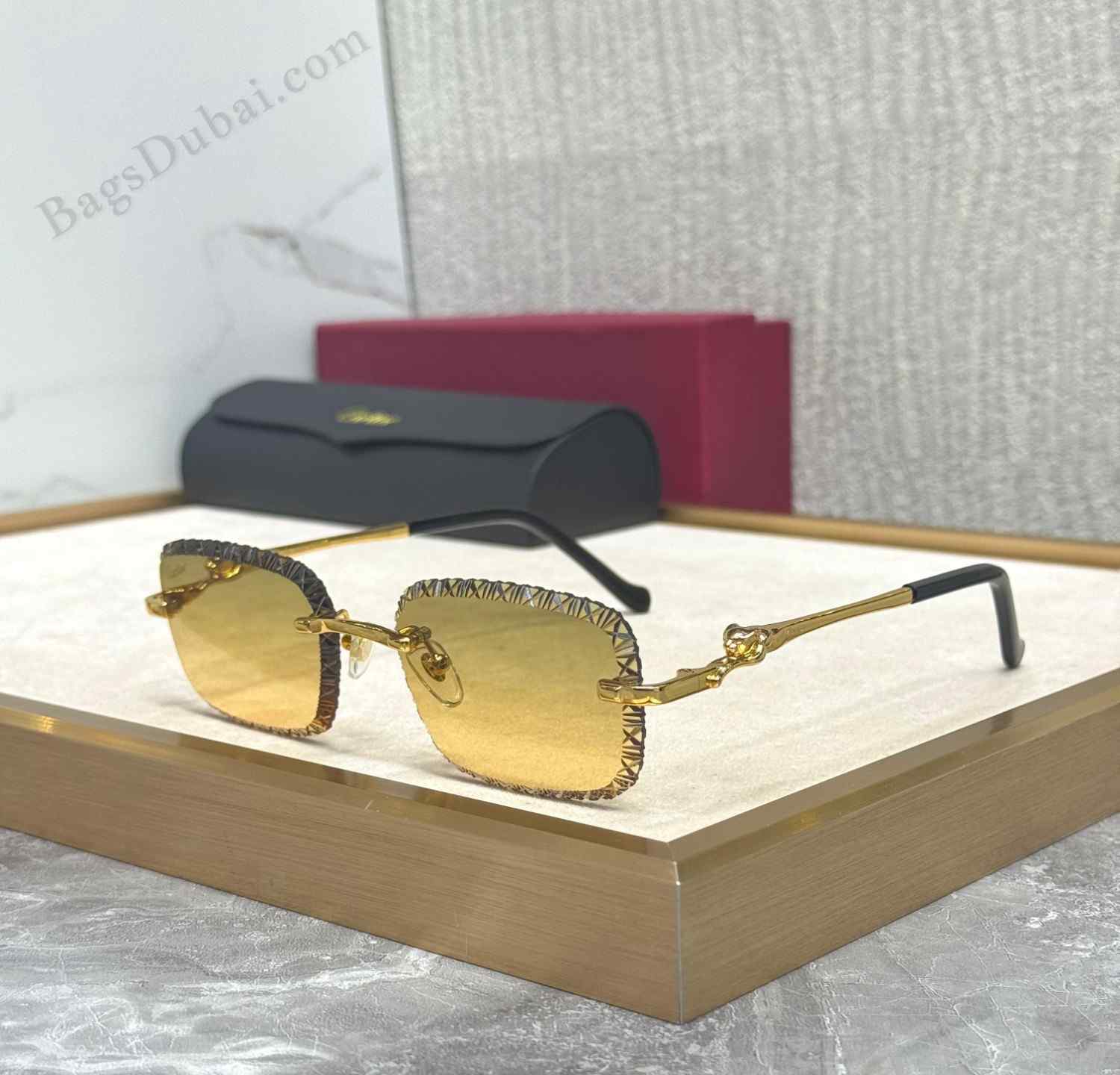 Cartier Rimless Sunglasses Yellow