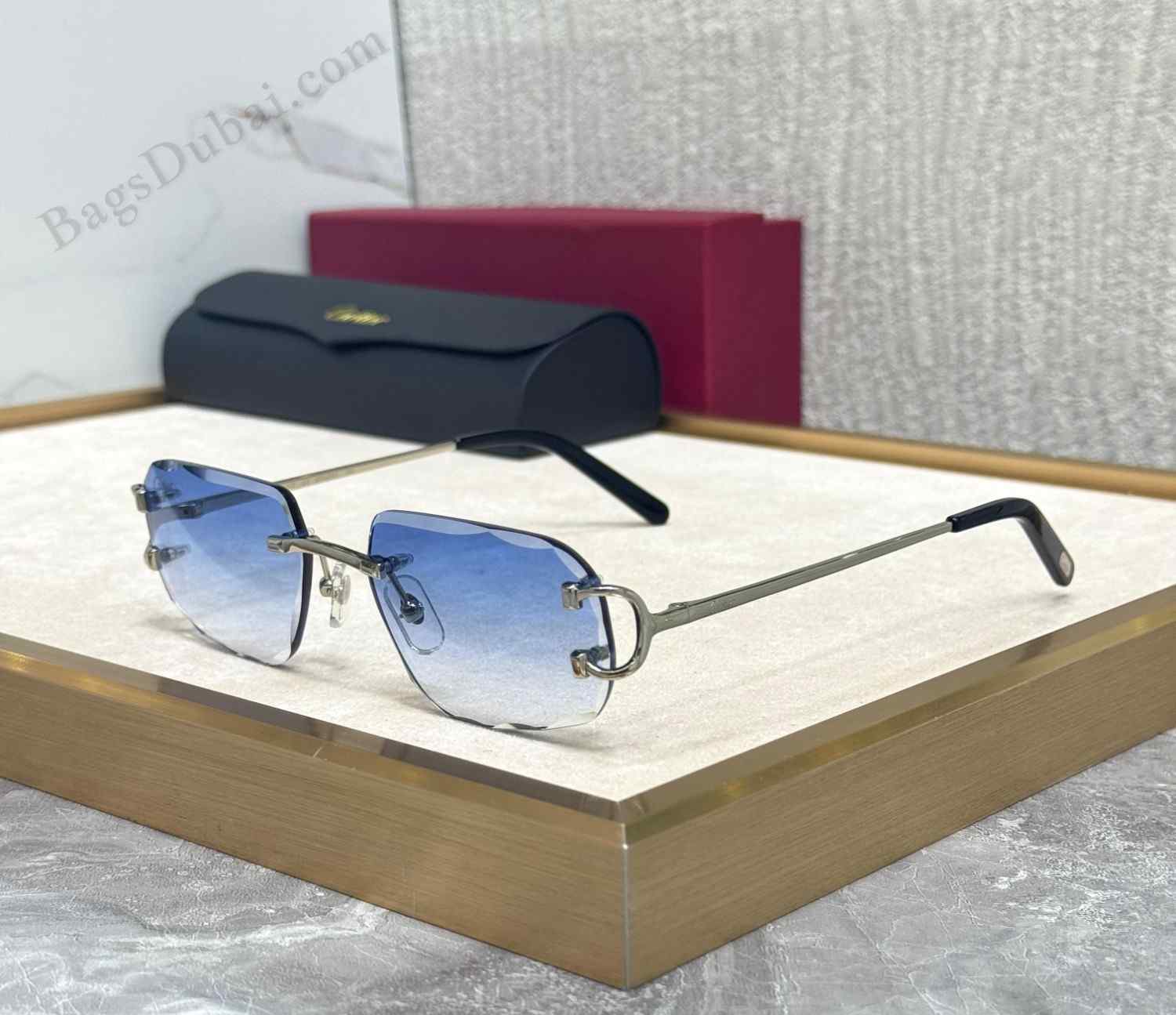 Cartier Rectangle Sunglasses Blue