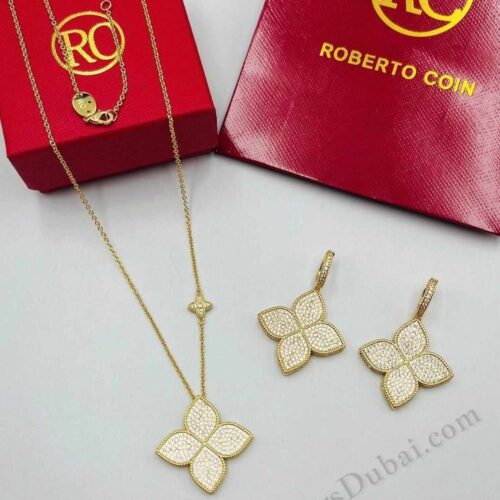 Princess Flower Necklaces & Earring Gold