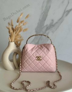 Chanel Quilted CC Coco Leather Handle Hobo Bag
