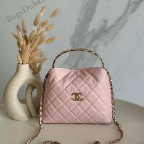 Chanel Chain Handle Hobo Bag Pink
