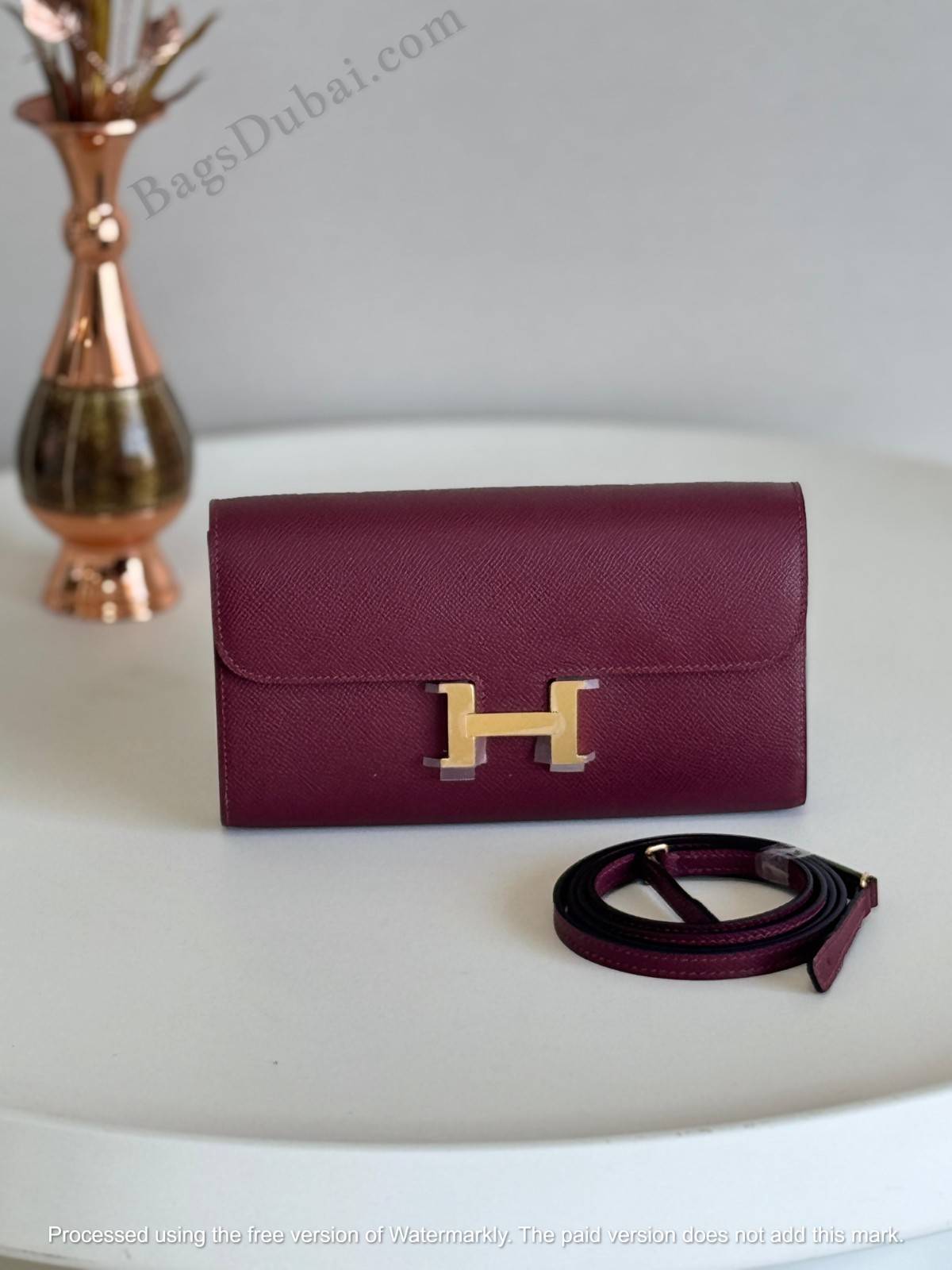 Hermes Constance Wallet Red