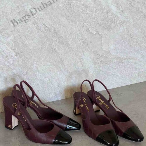 Cap Toe Slingback Pumps Marron