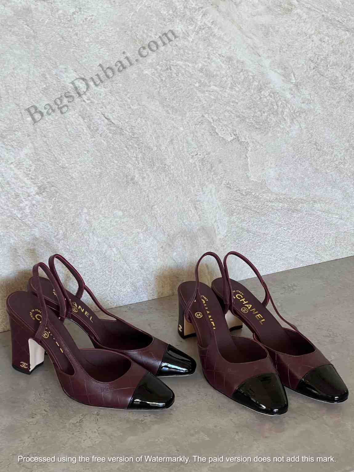 Cap Toe Slingback Pumps Marron