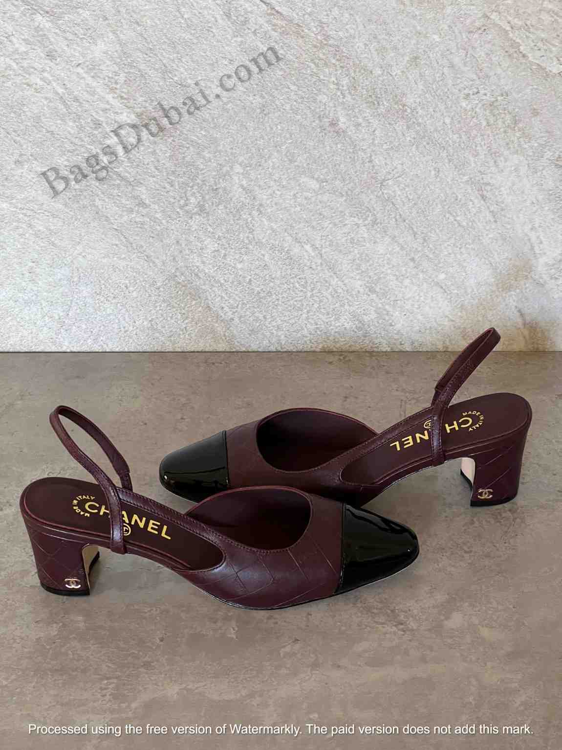 Chanel Cap Toe Slingback Pumps Red