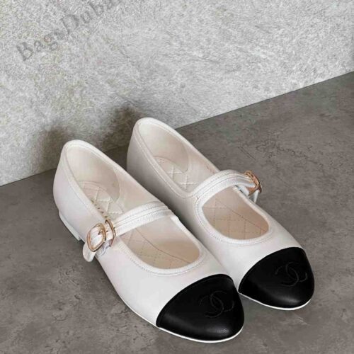 Chanel Mary Janes Flats White