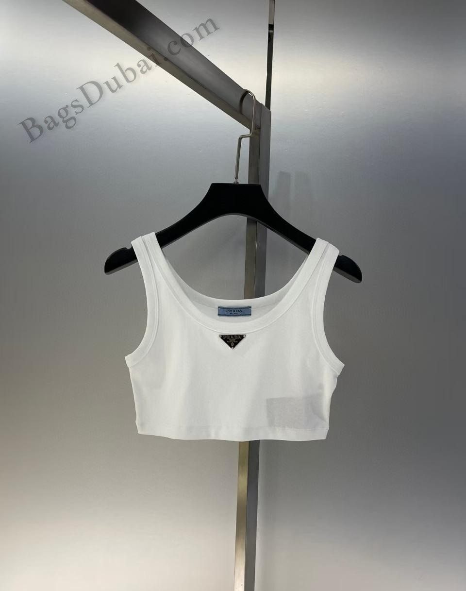 Prada Jersey Tank Top White