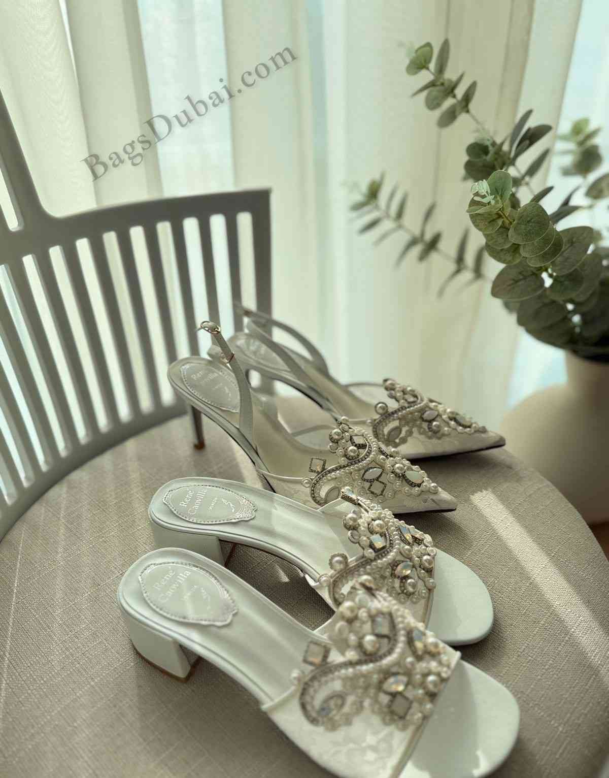 Rene Caovilla Slingback Pumps Beige