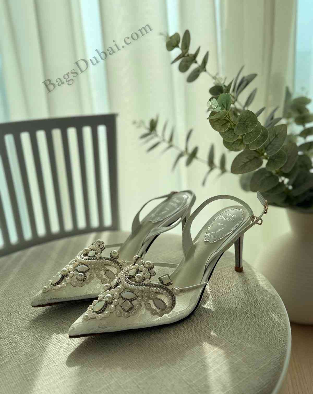 Rene Caovilla Slingback Pumps Beige