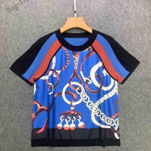 HERMES T-shirt Chain Print Blue