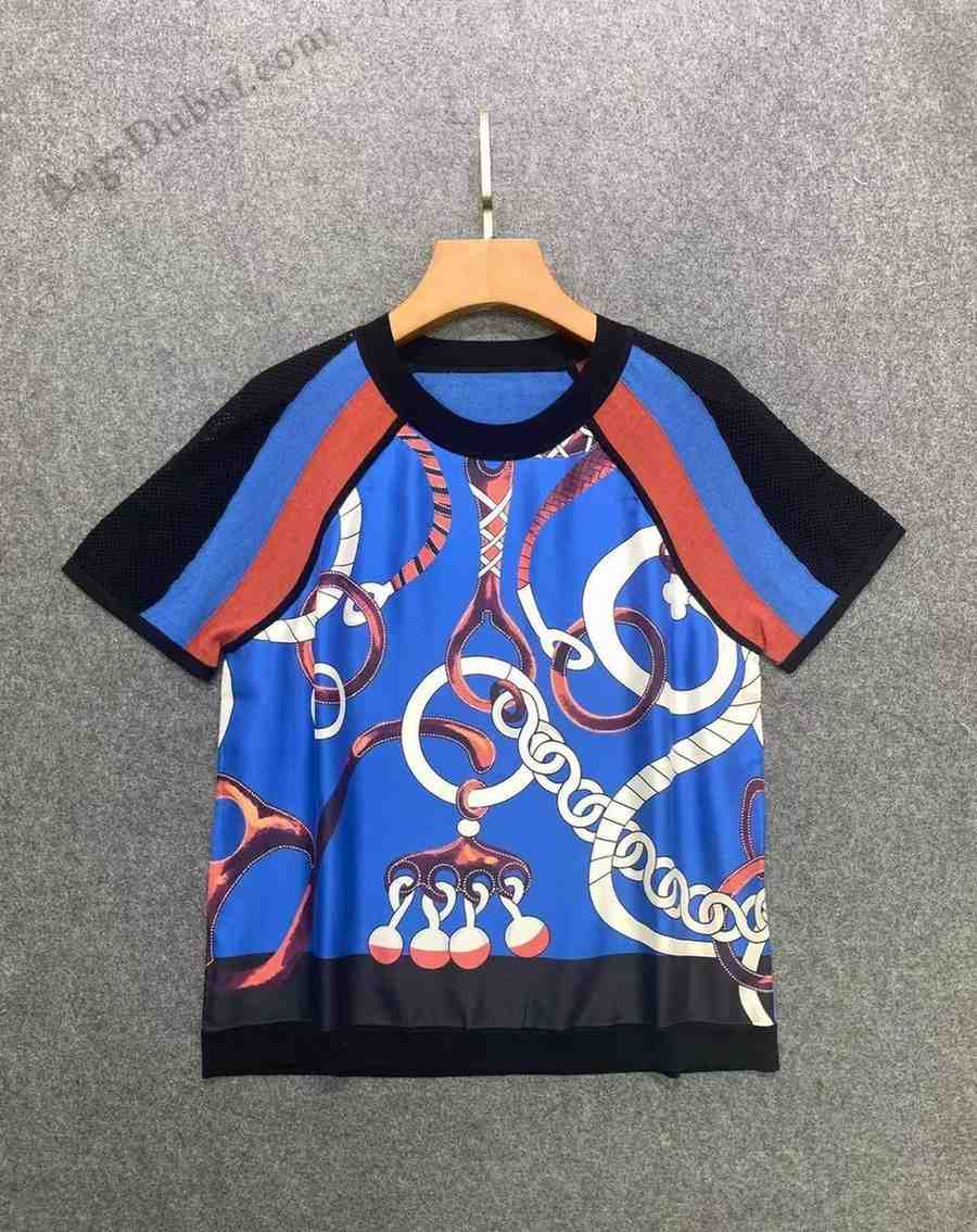 HERMES T-shirt Chain Print Blue