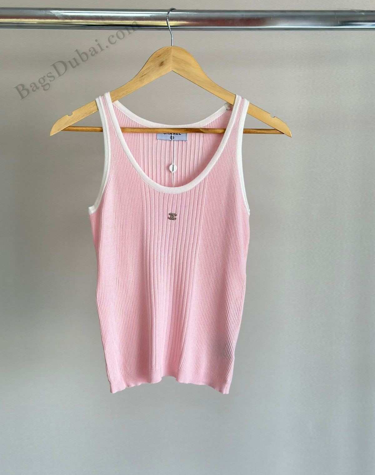 Chanel Top Tank Ribbed Pink