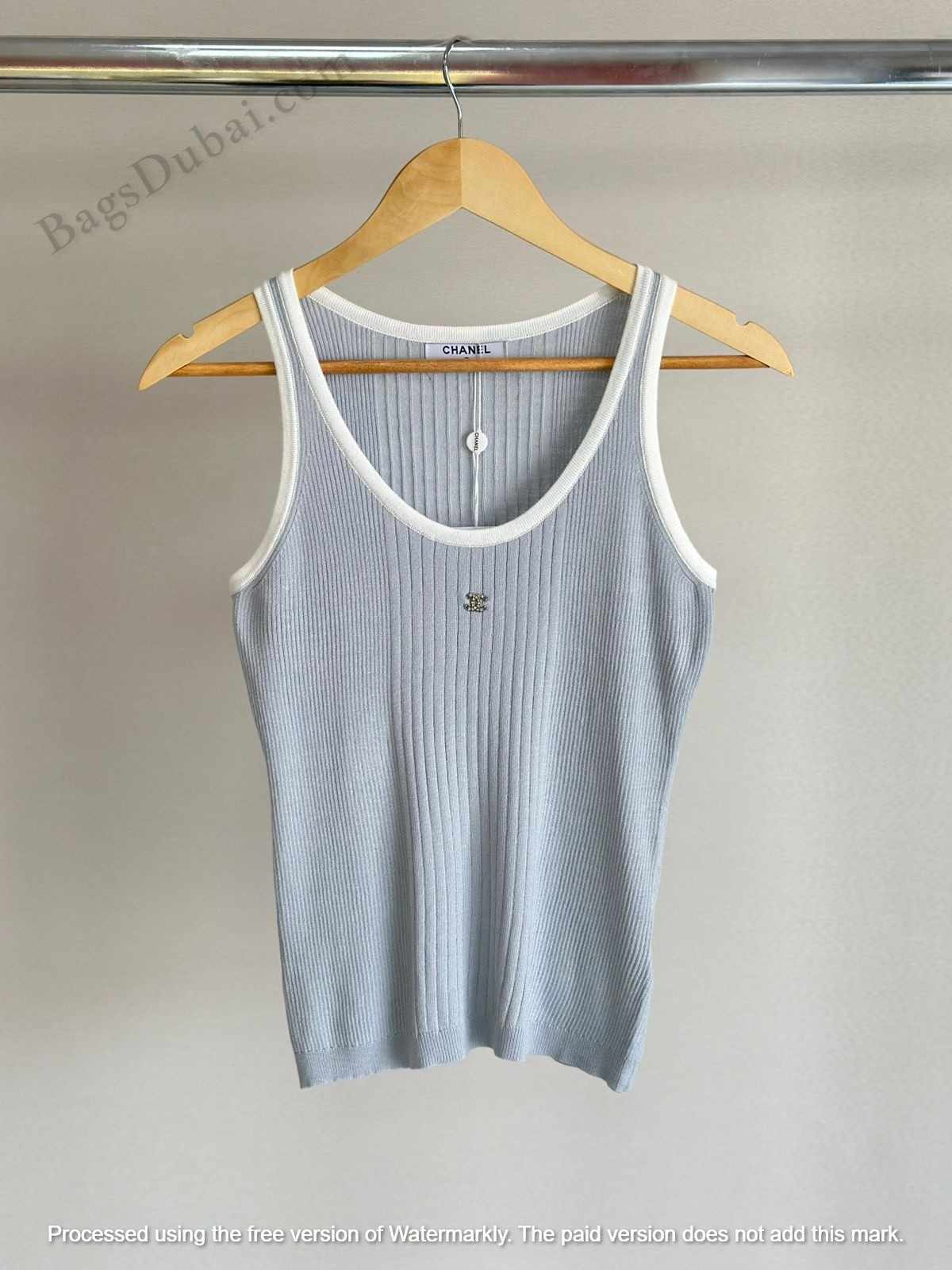 Chanel Top Tank Ribbed Grey