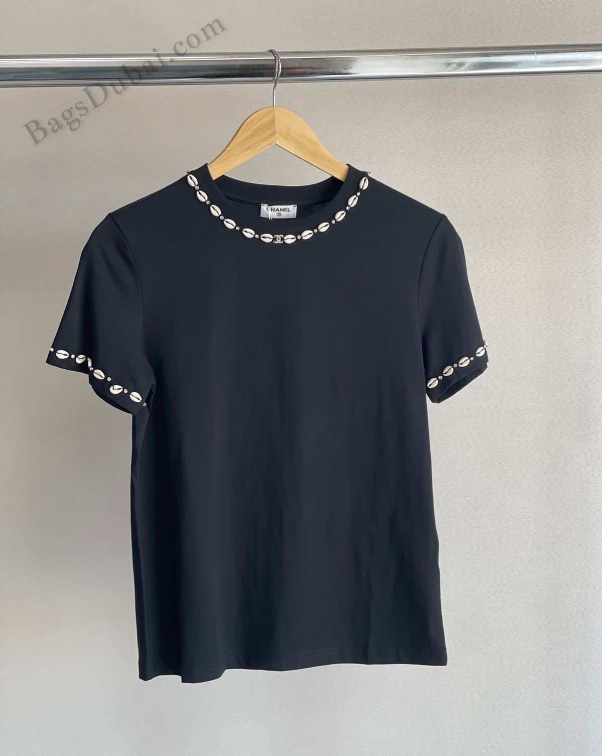 Chanel T-Shirt Shells Embroidered Black