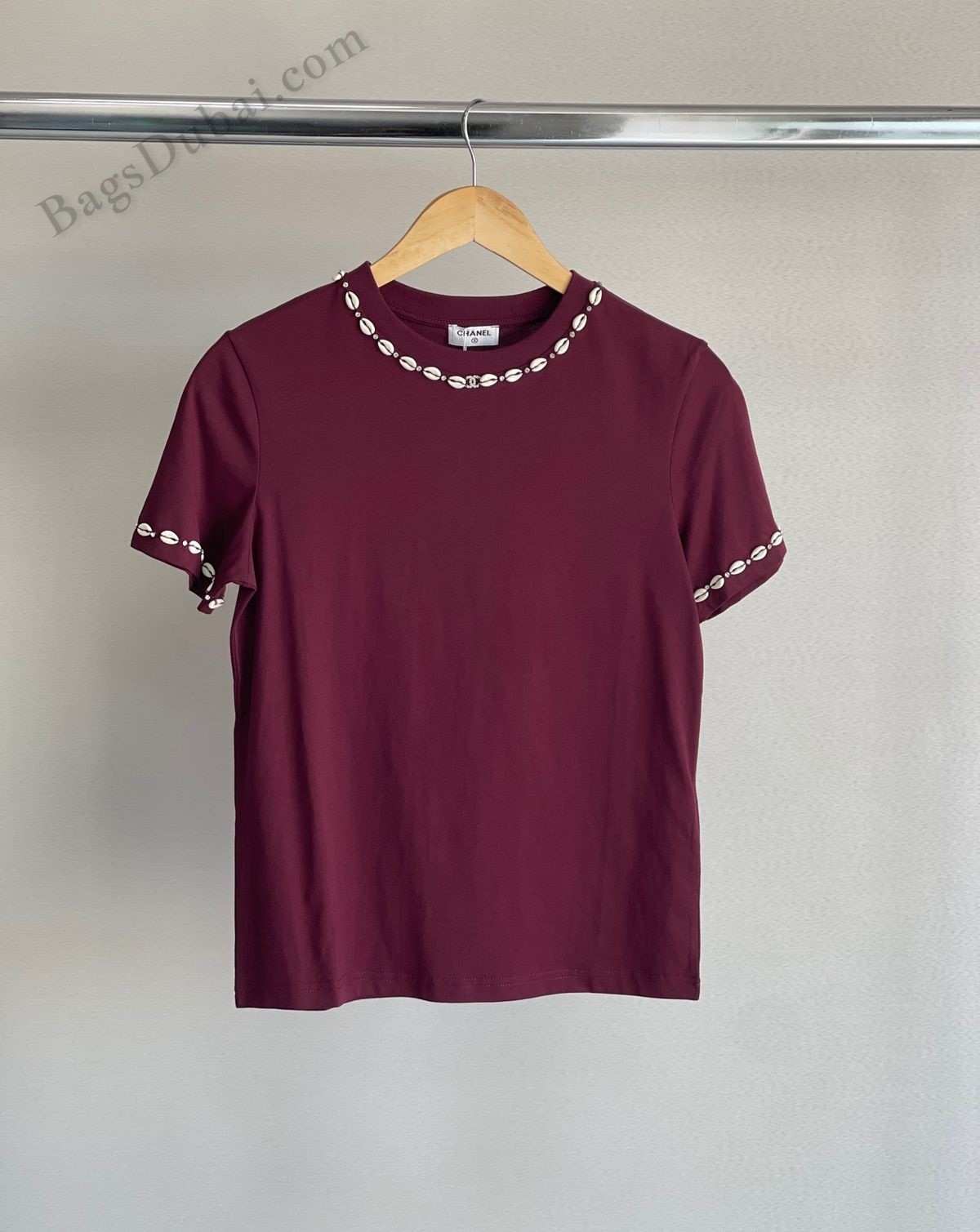 Chanel T-Shirt Shells Embroidered Red