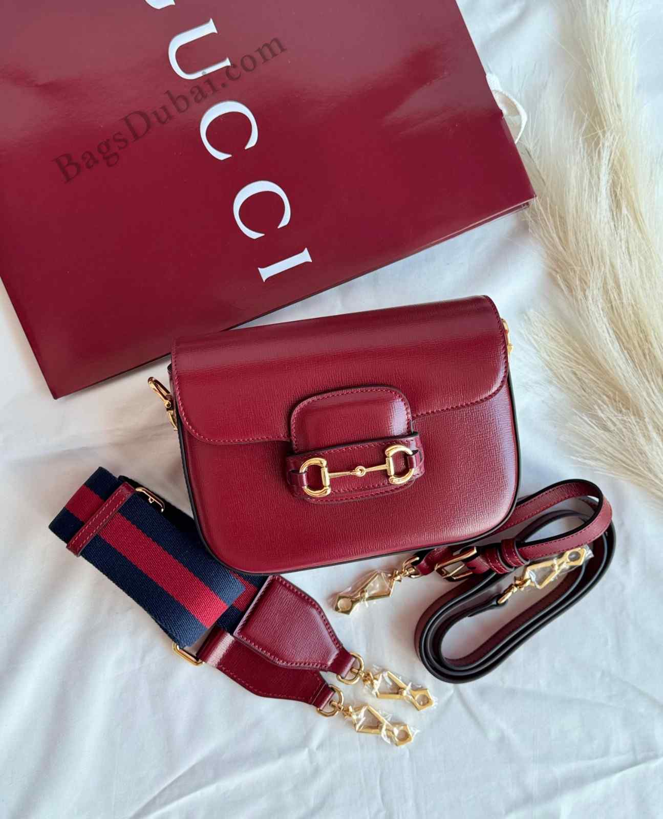 Gucci 1955 Horsebit Shoulder Bag Red