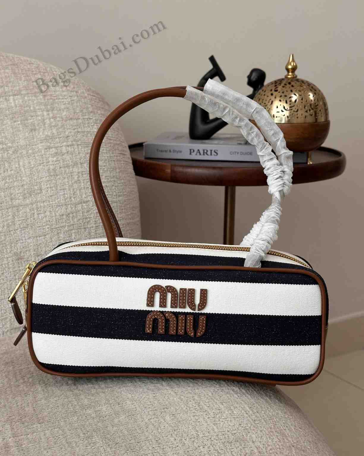 Miu Miu tote Bag Beau Canvas Black & White