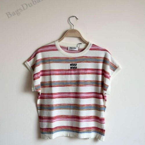 Miu Miu T-Shirt Logo Striped Multicolor