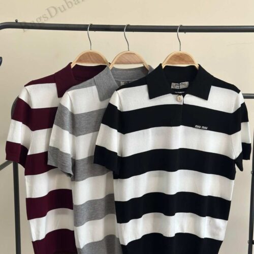 Miu Miu T-Shirt Polo Striped Knit