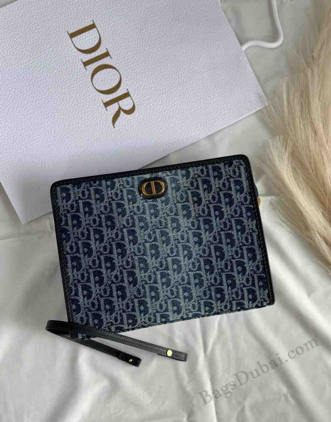 Dior 30 Montaigne Denim Dea Pouch Blue