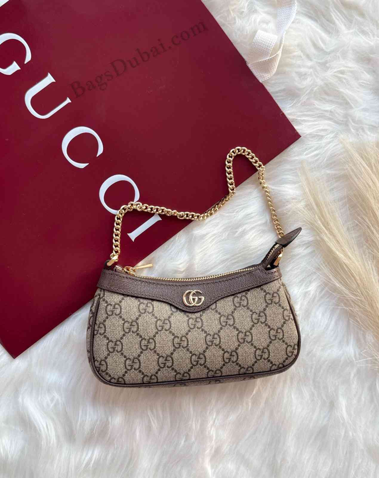 Gucci Ophidia GG Supreme Small Shoulder Bag Beige
