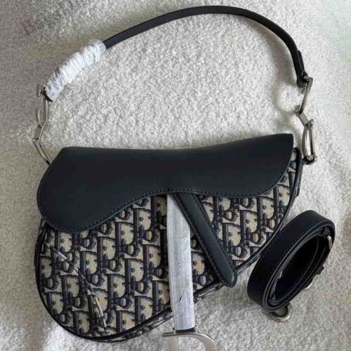 Dior Saddle Bag Oblique Canvas black