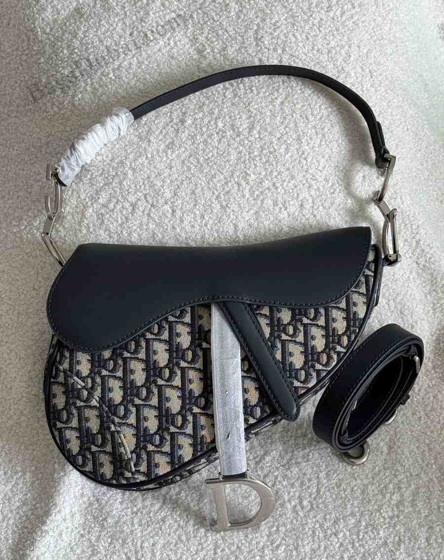Dior Saddle Bag Oblique Canvas black