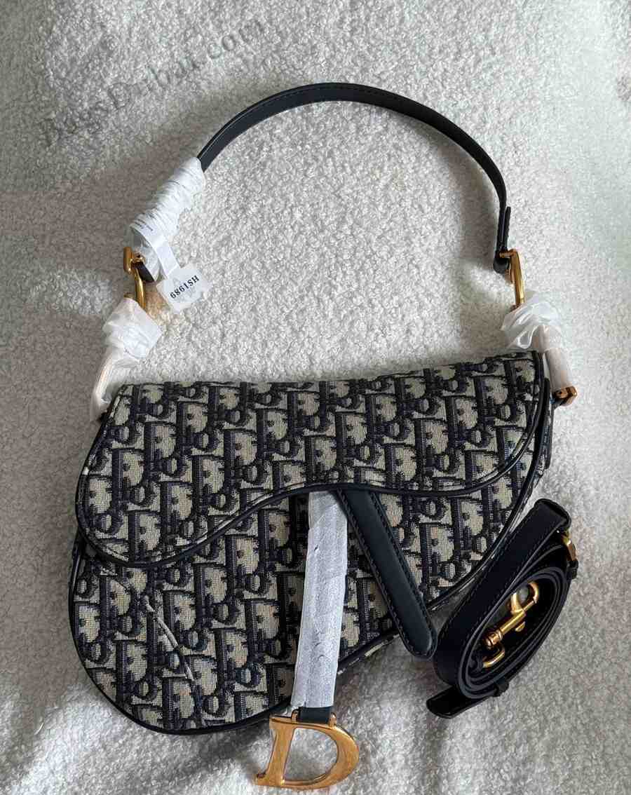 Dior Saddle Bag Oblique Canvas White