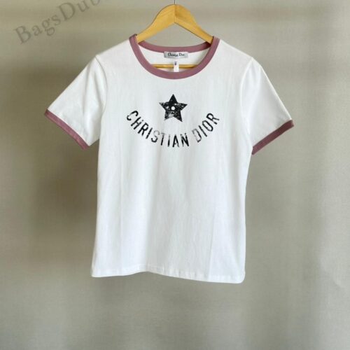 Dior T-Shirt Dioriviera Cotton Jersey Pink White
