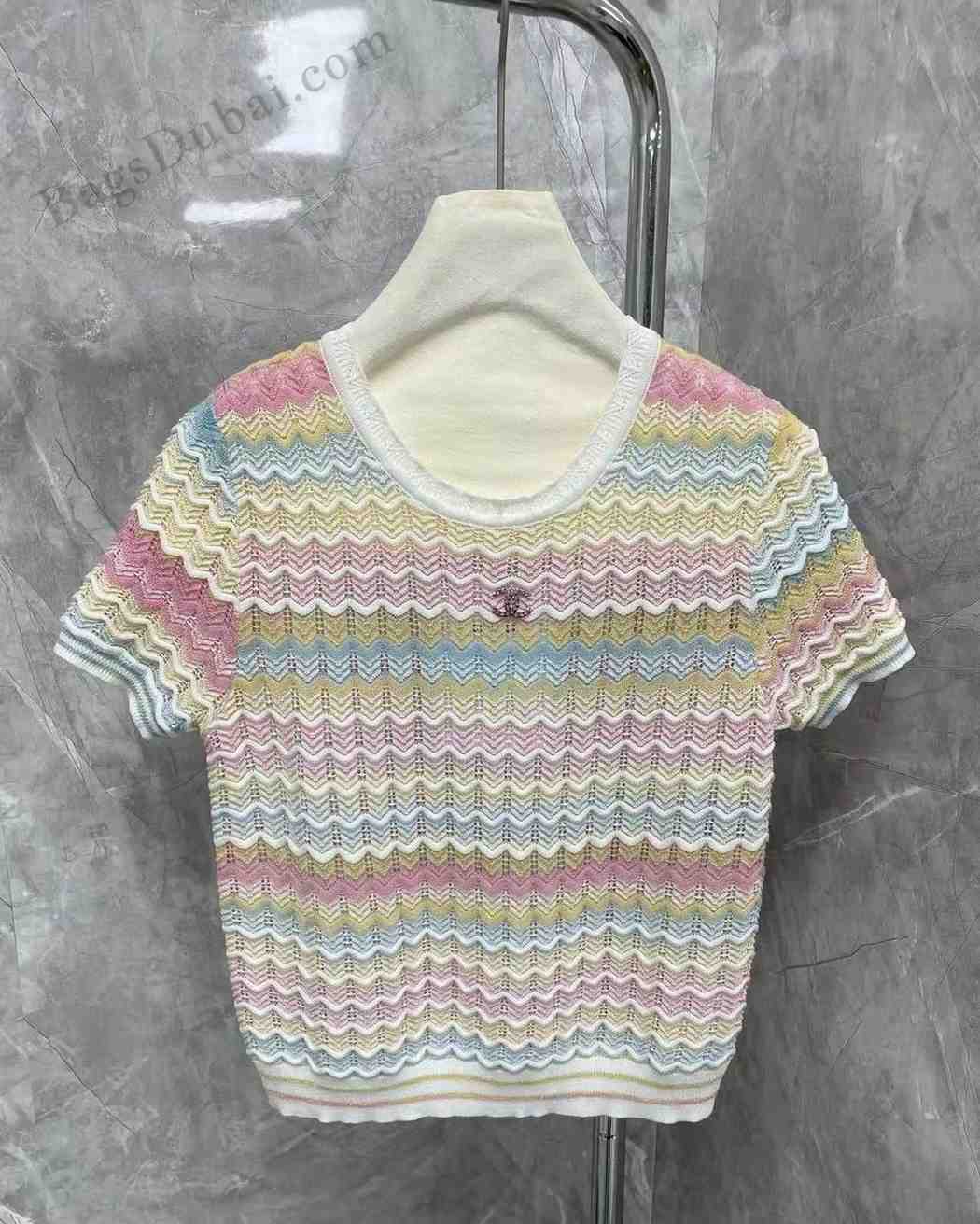 Chanel T-Shirt Colorful Knitwear Marshmallow