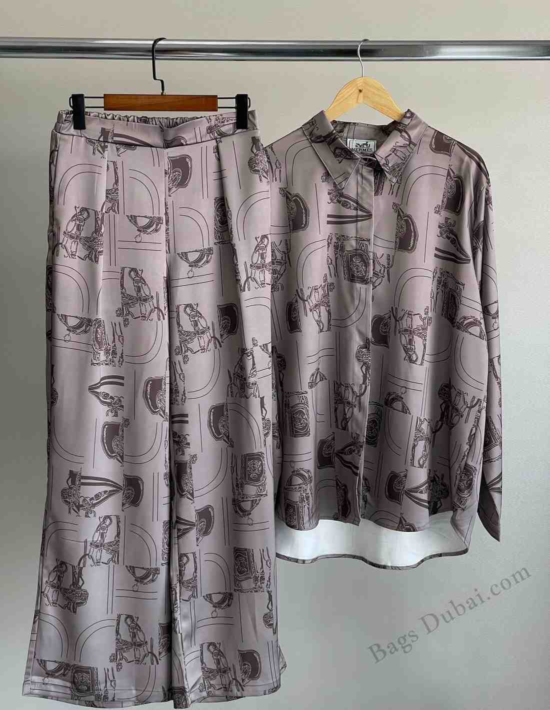 Hermes Shirt Silk Printed Grey