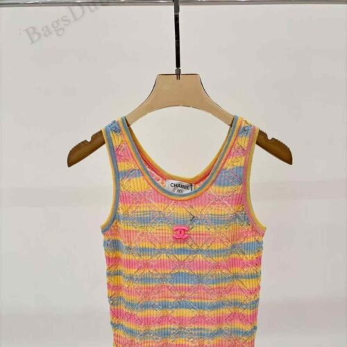 Chanel Tank Top Multicolor Pattern Knit