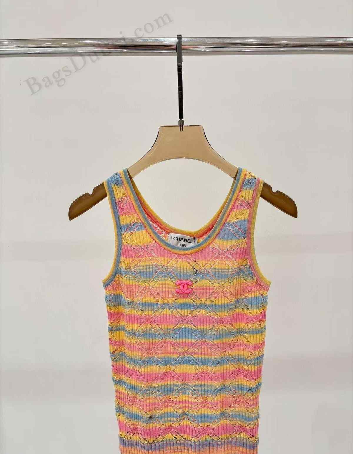 Chanel Tank Top Multicolor Pattern Knit