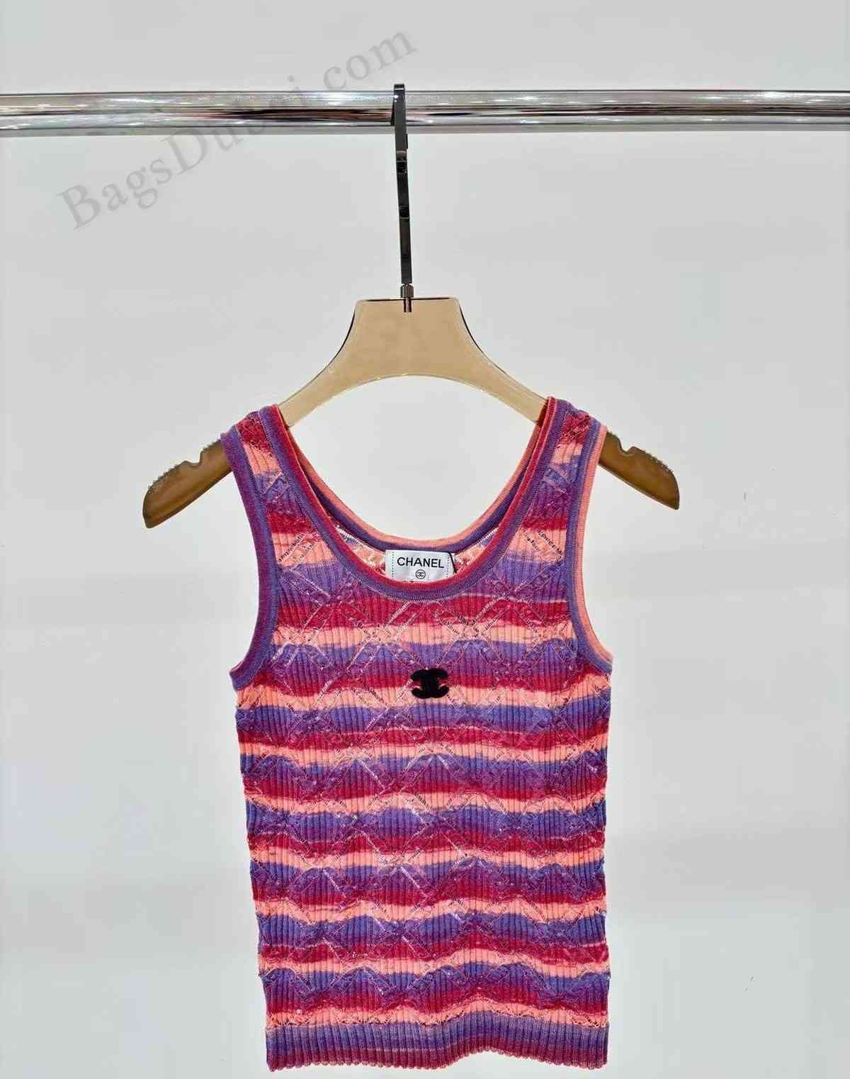 Chanel Tank Top Multicolor Pattern Knit