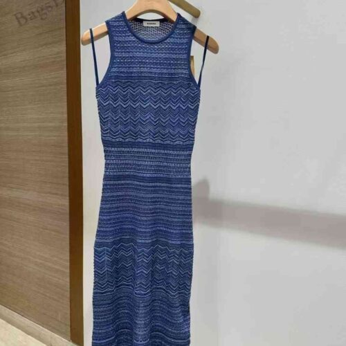 SANDRO Midi Dress knitted Sleeveless Blue